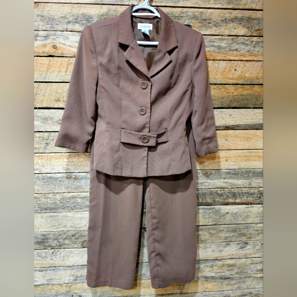 Vintage Womens brown 2 piece pants suit size‎ 6